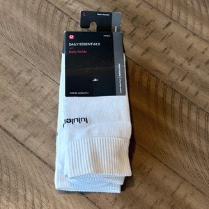 lululemon Daily Stride Crew Sock 3 Pack in White Size Large